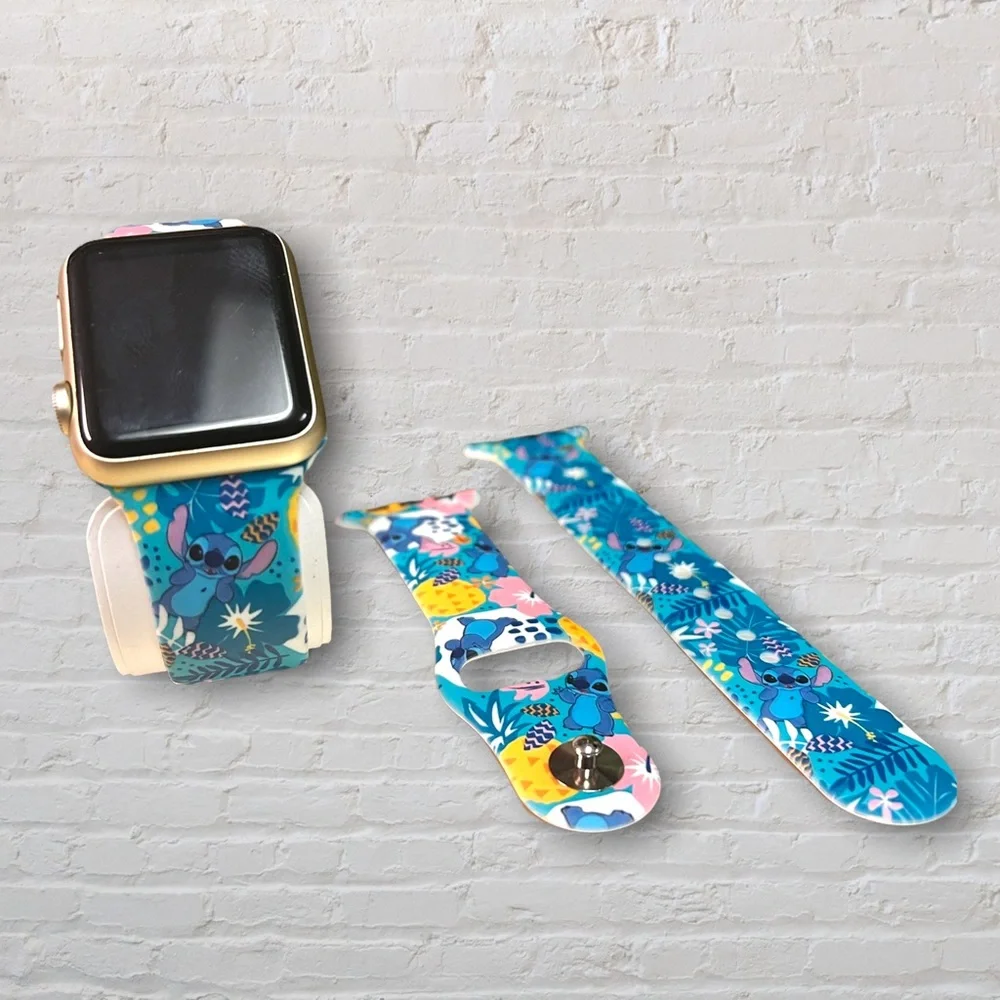 Cute Silicone Watchband Tropical Stitch Design for Apple Watch Any Series